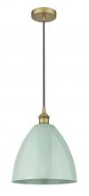 Innovations Lighting 616-1P-BB-MBD-12-SF - Plymouth - 1 Light - 12 inch - Brushed Brass - Cord hung - Mini Pendant