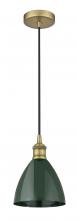 Innovations Lighting 616-1P-BB-MBD-75-GR - Plymouth - 1 Light - 8 inch - Brushed Brass - Cord hung - Mini Pendant