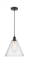 Innovations Lighting 616-1P-BK-GBC-124 - Berkshire - 1 Light - 12 inch - Matte Black - Cord hung - Mini Pendant