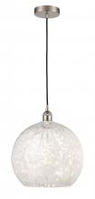 Innovations Lighting 616-1P-SN-G1216-14WM - White Mouchette - 1 Light - 14 inch - Brushed Satin Nickel - Cord Hung - Pendant