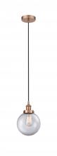 Innovations Lighting 616-1PH-AC-G202-8 - Beacon - 1 Light - 8 inch - Antique Copper - Cord hung - Mini Pendant