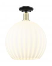 Innovations Lighting 716-1C-BAB-G1217-14WV - White Venetian - 1 Light - 14 inch - Black Antique Brass - Semi-Flush Mount