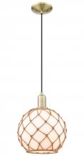 Innovations Lighting 716-1P-AB-G121-10RB - Farmhouse Rope - 1 Light - 10 inch - Antique Brass - Cord hung - Mini Pendant