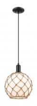 Innovations Lighting 716-1P-BK-G121-10RB - Farmhouse Rope - 1 Light - 10 inch - Matte Black - Cord hung - Mini Pendant