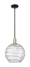 Innovations Lighting 716-1S-BAB-G1213-12CL - Athens Deco Swirl - 1 Light - 12 inch - Black Antique Brass - Stem hung - Mini Pendant