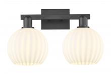 Innovations Lighting 716-2W-BK-G1217-8WV - White Venetian - 2 Light - 19 inch - Matte Black - Bath Vanity Light
