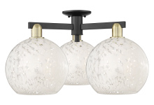 Innovations Lighting 716-3F-BAB-G1216-10WM - White Mouchette - 3 Light - 28 inch - Black Antique Brass - Semi-Flush Mount