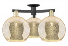 Innovations Lighting 716-3F-BAB-G128-10 - Athens - 3 Light - 28 inch - Black Antique Brass - Semi-Flush Mount