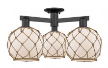 Innovations Lighting 716-3F-BK-G121-8RB - Farmhouse Rope - 3 Light - 26 inch - Matte Black - Semi-Flush Mount