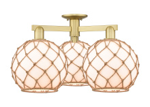 Innovations Lighting 716-3F-SG-G121-10RB - Farmhouse Rope - 3 Light - 28 inch - Satin Gold - Semi-Flush Mount
