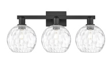 Innovations Lighting 716-3W-BK-G1215-8 - Athens Water Glass - 3 Light - 27 inch - Matte Black - Bath Vanity Light