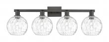 Innovations Lighting 716-4W-BK-G1215-8 - Athens Water Glass - 4 Light - 35 inch - Matte Black - Bath Vanity Light