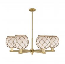 Innovations Lighting 716-6CR-BB-G121-8RB - Farmhouse Rope - 6 Light - 38 inch - Brushed Brass - Stem hung - Chandelier