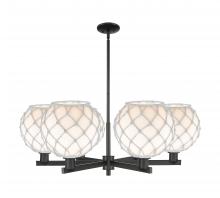 Innovations Lighting 716-6CR-BK-G121-10RW - Farmhouse Rope - 6 Light - 40 inch - Matte Black - Stem hung - Chandelier