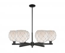 Innovations Lighting 716-6CR-BK-G121-8RW - Farmhouse Rope - 6 Light - 38 inch - Matte Black - Stem hung - Chandelier