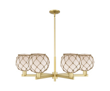 Innovations Lighting 716-6CR-SG-G121-8RB - Farmhouse Rope - 6 Light - 38 inch - Satin Gold - Stem hung - Chandelier