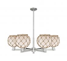 Innovations Lighting 716-6CR-SN-G121-8RB - Farmhouse Rope - 6 Light - 38 inch - Satin Nickel - Stem hung - Chandelier