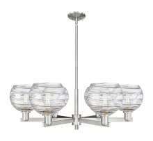 Innovations Lighting 716-6CR-SN-G1213-8CL - Athens Deco Swirl - 6 Light - 38 inch - Satin Nickel - Stem hung - Chandelier
