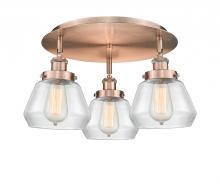 Innovations Lighting 916-3C-AC-G172 - Fulton - 3 Light - 19 inch - Antique Copper - Flush Mount