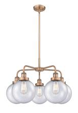 Innovations Lighting 916-5CR-AC-G204-8 - Beacon - 5 Light - 27 inch - Antique Copper - Chandelier