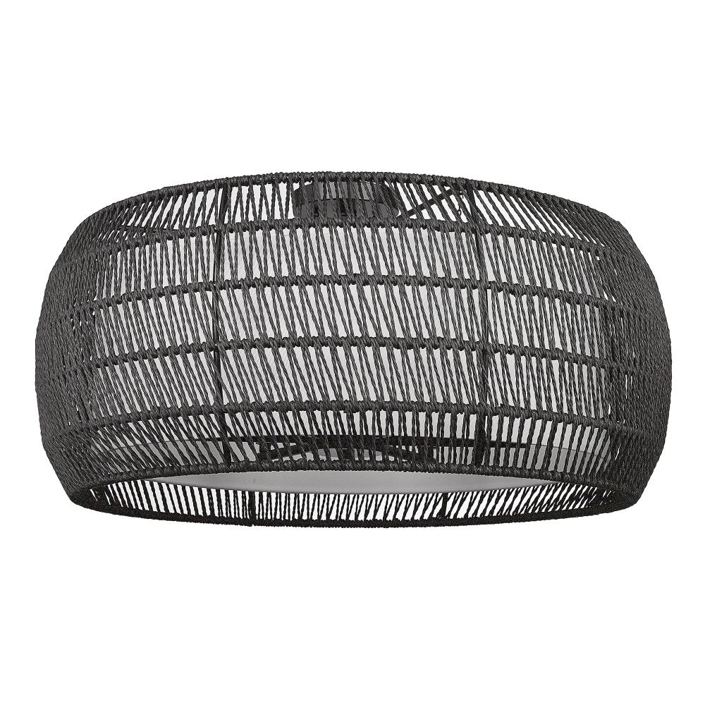 Everly 6 Light Semi-Flush in Matte Black with Modern Black Rattan Shade