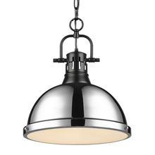 Golden 3602-L BLK-CH - Duncan 1-Light Pendant with Chain in Matte Black with Chrome