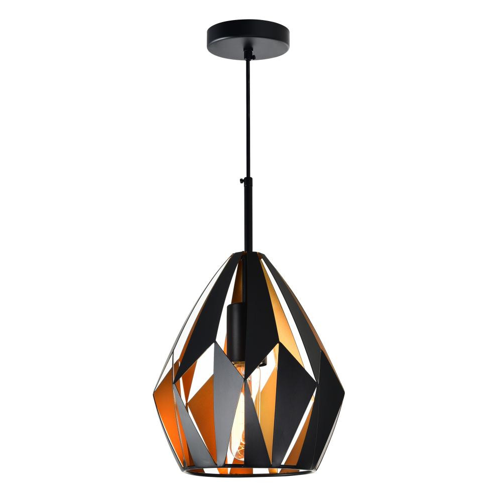 Oxide 1 Light Down Pendant With Black+Copper Finish