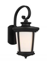 Generation Lighting 8719301-12 - Eddington modern 1-light outdoor exterior large wall lantern sconce in black finish with cased opal