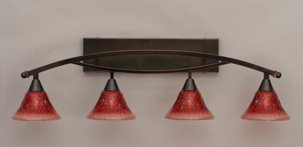 Four Light Black Copper Raspberry Crystal Glass Vanity