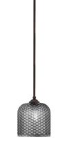 Toltec Company 560-DG-4912 - Zilo Stem Hung Mini Pendant, Dark Granite Finish, 7" Smoke Textured Glass