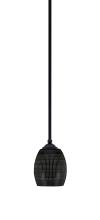 Toltec Company 560-MB-4029 - Zilo Stem Mini Pendant, Matte Black Finish, 5" Black Matrix Glass