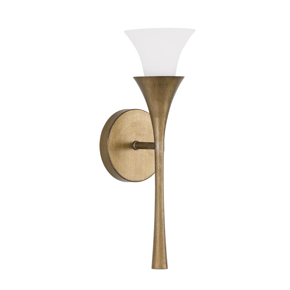 1-Light Sconce in Mystic Luster with Soft White Glass