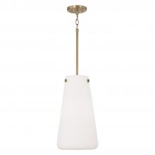 Capital 355211AD - 1-Light Pendant in Aged Brass with Tapered Soft White Glass