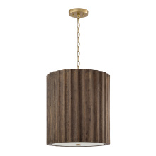 Capital 357631MA - 16.5" W x 19.5" H 3-Light Reversed-Flute Handcrafted Mango Wood Pendant in Nordic Wood