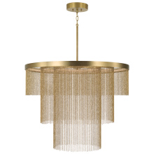 Capital 459331AD - 33" W x 26.5" H Integrated LED Triple Ring Pendant in Aged Brass w/ Tiered Cascading Delicat