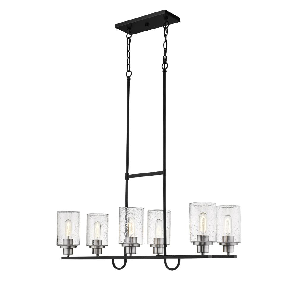 Clifton 6-Light Island Matte Black/Brushed Nickel