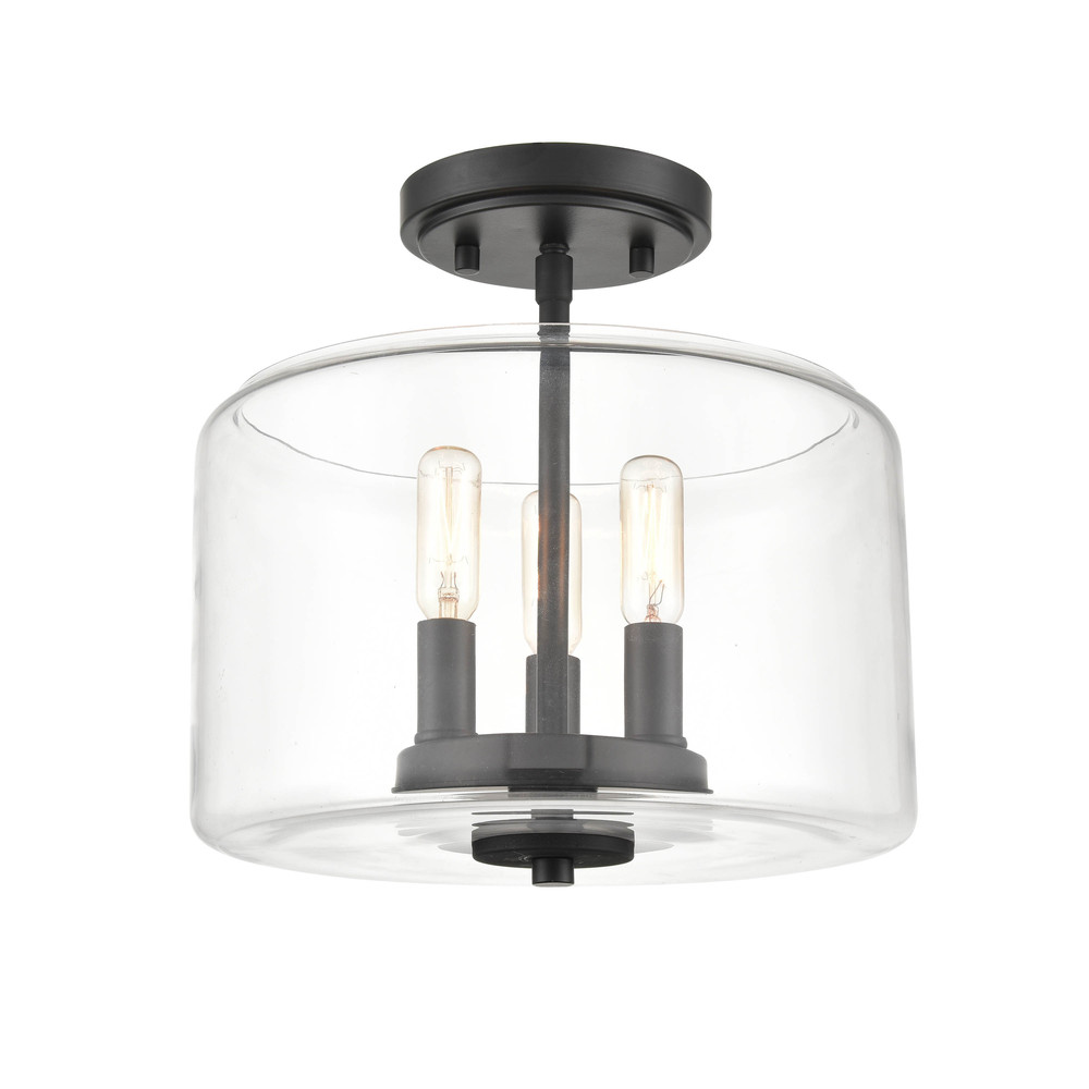 Asheville 3-Light Semi-Flush Ceiling Mount Matte Black