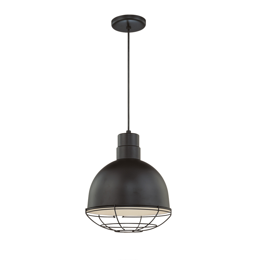 R Series 1-Light Cord Hung Deep Bowl Shade Satin Black