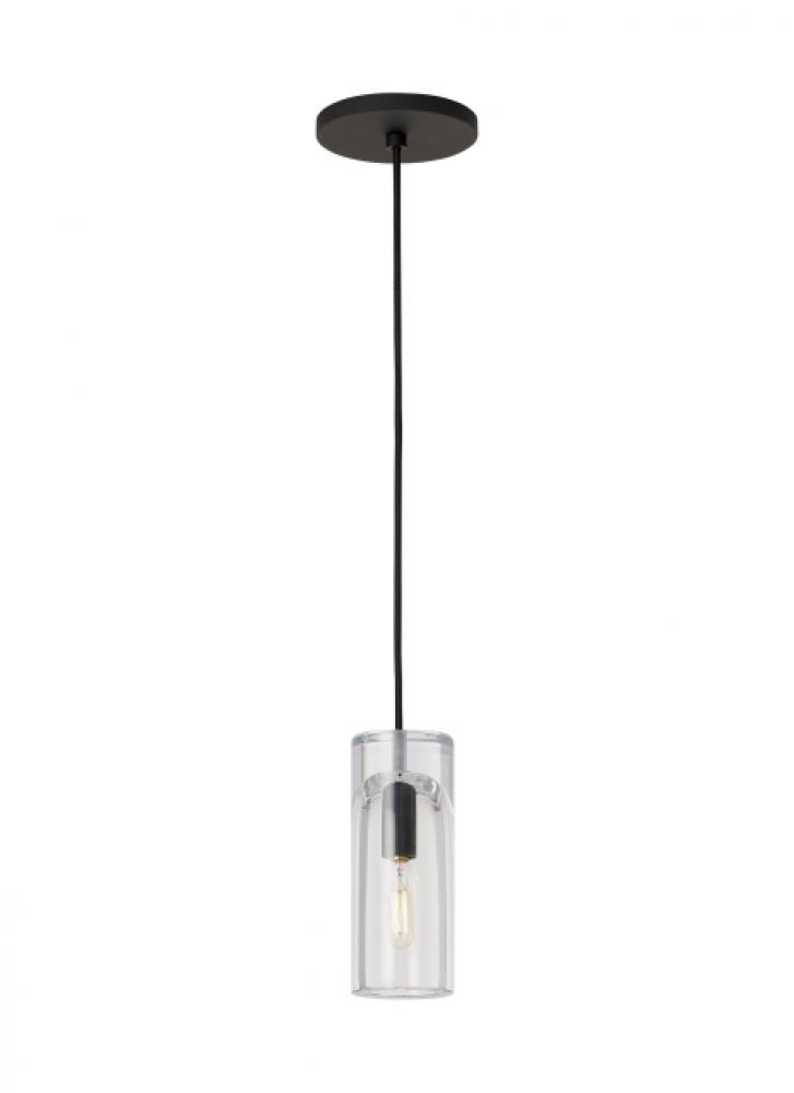 Sean Lavin Horizon 1-Light dimmable small accent pendant with nightshade black finish & glass shade