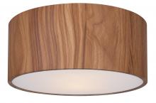 Canarm IFM318A13BKW - Dexter 13 in. 2-Lt 15 W Mid Century Modern Matte Black Flush Mount with Faux Woodgrain Metal Shade