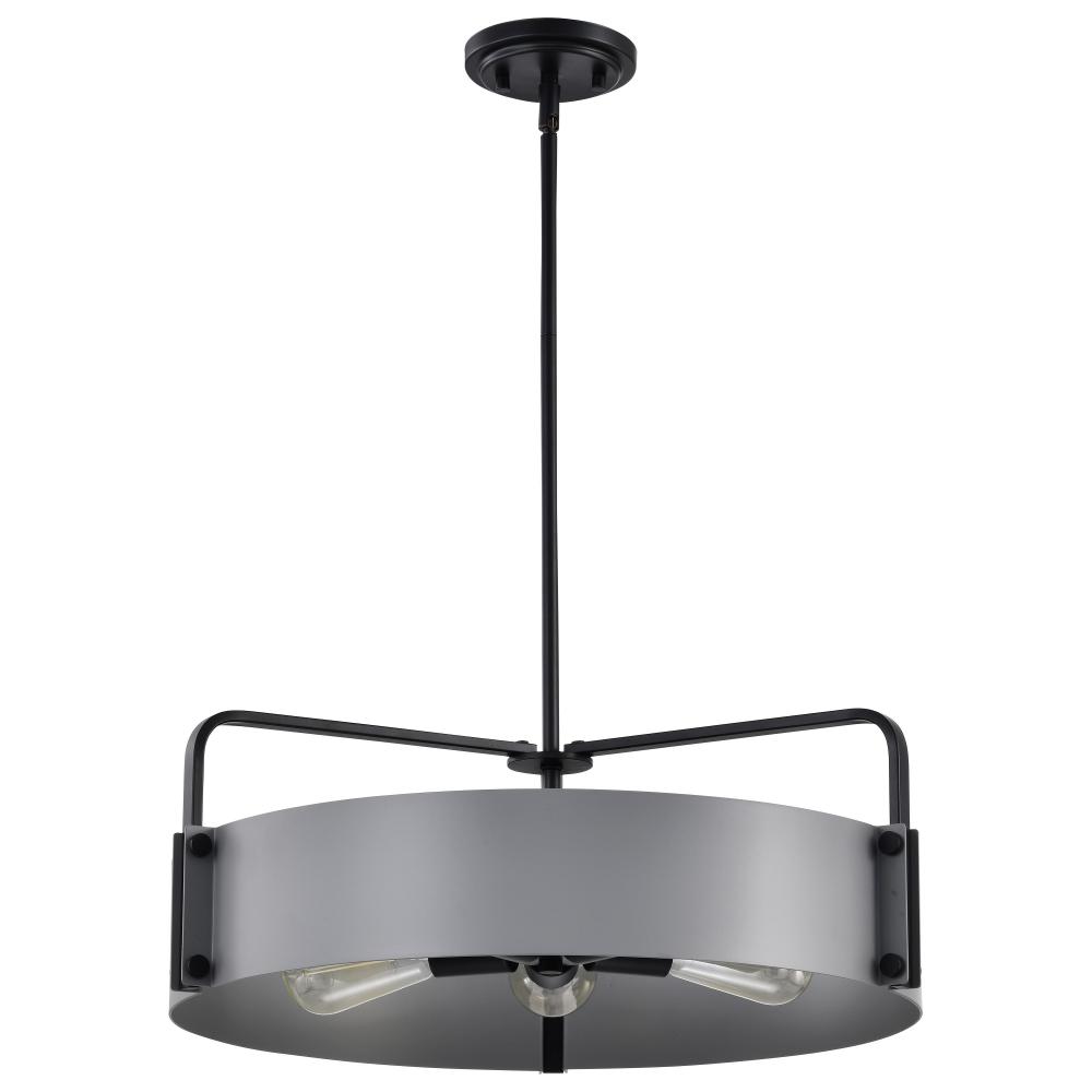 Altos 5 Light Large Pendant; Gray and Matte Black Finish