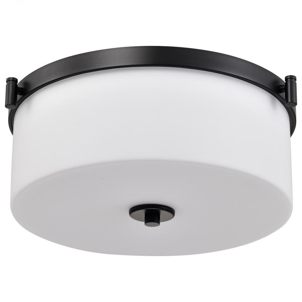 Liam; 3 Light Flush Mount; Matte Black; White Opal Glass
