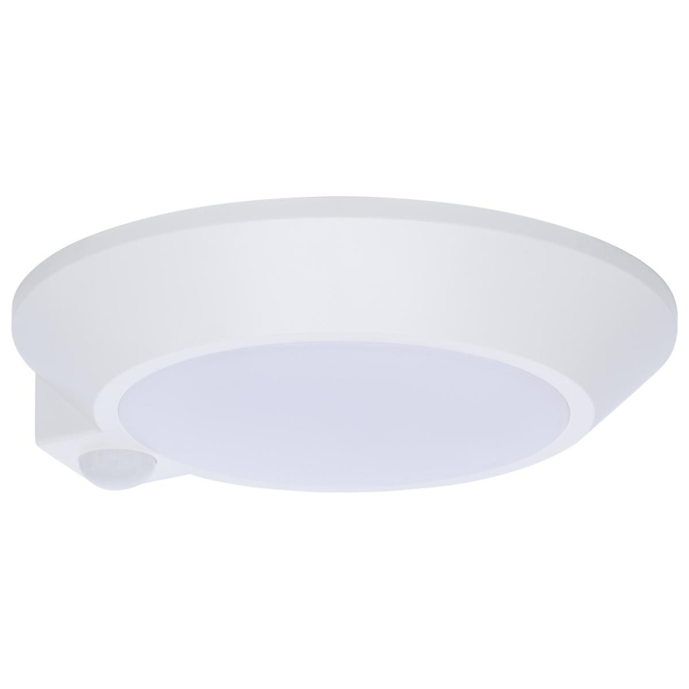 7 Inch LED Disk Light; 27K/3K/35K/4K/5K CCT Selectable; Occupancy Sensor; White Finish