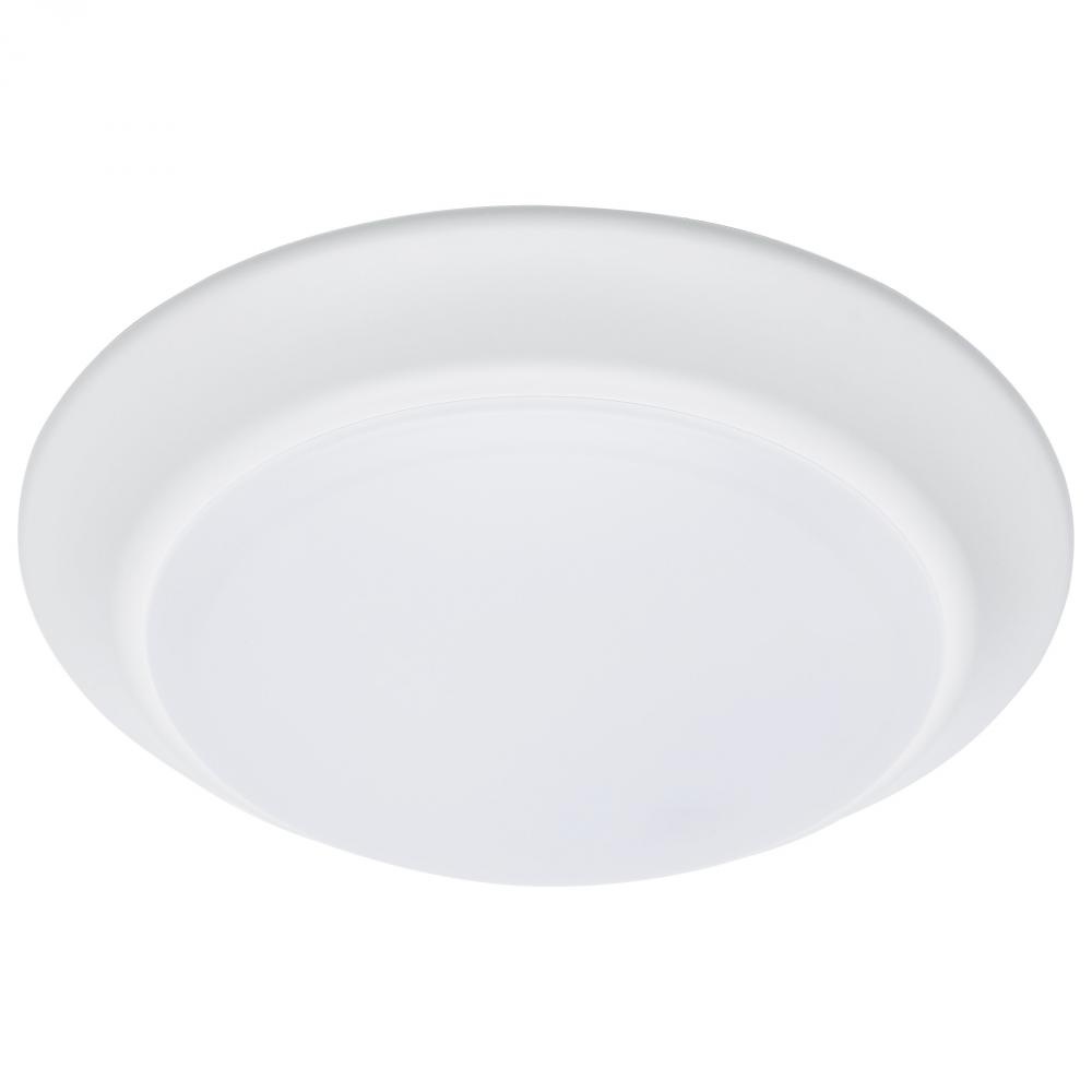 7 Inch LED Disk Light; 27K/3K/35K/4K/5K CCT Selectable; White Finish